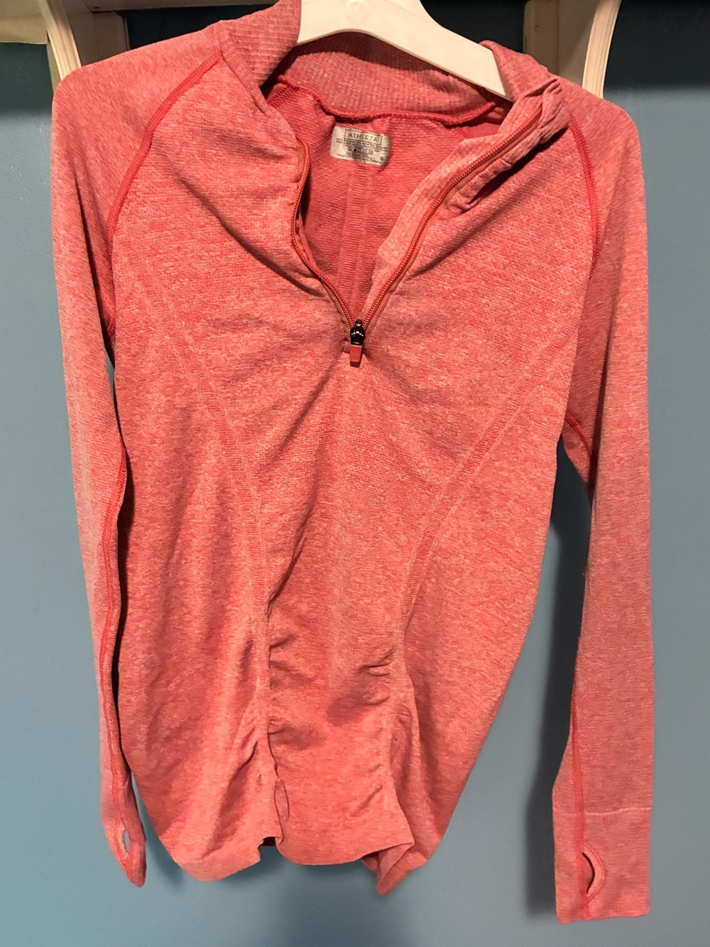 Athleta half zip pullover, women's size S, pink heather